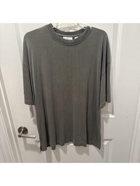 Burma Bibas Men’s Olive Green/Gray Crewneck Casual Dress Shirt Size L